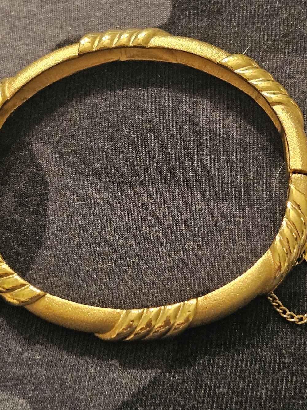 SIGNED MONET Gold-Tone Women's Hinged Bangle Bracelet - Elegant Twisted Detail